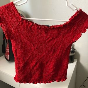 Red Off the Shoulder Top